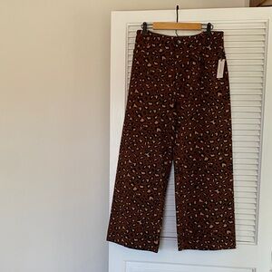 NWT - The Colette Cropped Wide-Leg Ponte Pants by Maeve - Leopard Print